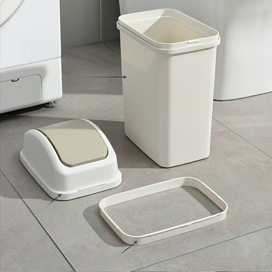 Large Capacity Modern Trash Can with Swivel Lid - Durable Plastic, Sleek Design for Kitchen & Bathroom, Creative Waste Disposal Solution, Spacesaving Design|Sleek Appearance|Durable Plastic
