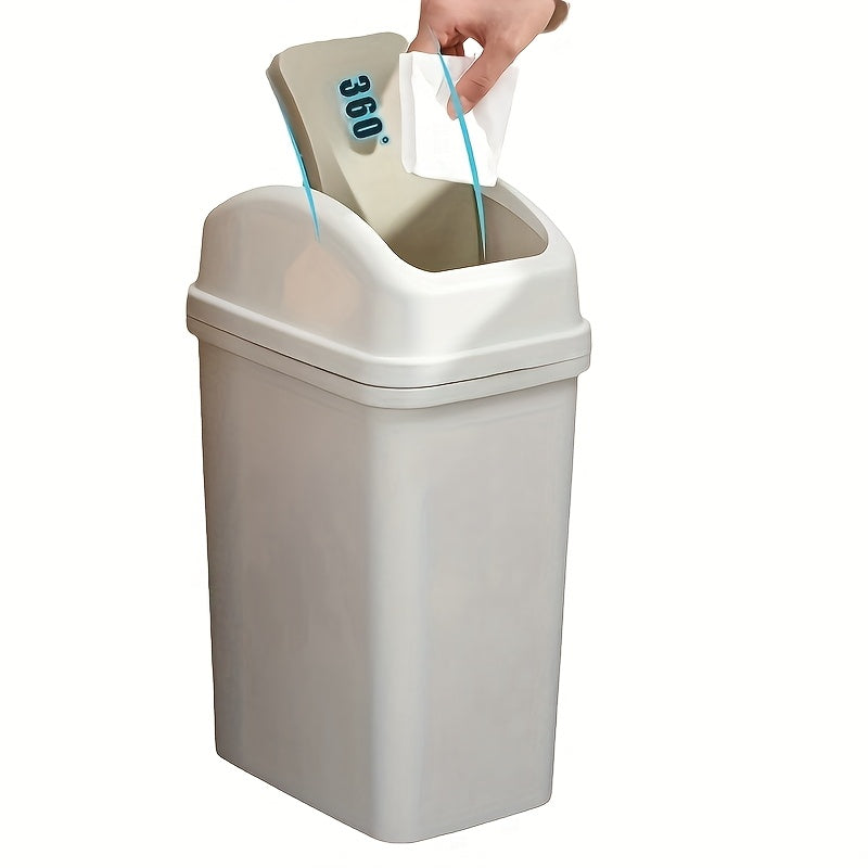 Large Capacity Modern Trash Can with Swivel Lid - Durable Plastic, Sleek Design for Kitchen & Bathroom, Creative Waste Disposal Solution, Spacesaving Design|Sleek Appearance|Durable Plastic