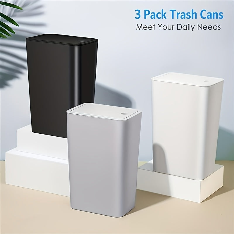 Rectangular Pop-Up Lid Trash Can, Easy Clean, 99% Compatibility with RVs, Ideal for Bathroom, Bedroom, Living Room, Office - Internal Function, Black\u002FWhite\u002FGray Options
