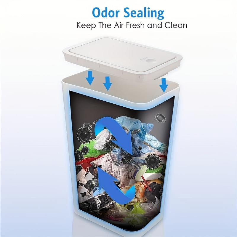 Rectangular Pop-Up Lid Trash Can, Easy Clean, 99% Compatibility with RVs, Ideal for Bathroom, Bedroom, Living Room, Office - Internal Function, Black\u002FWhite\u002FGray Options