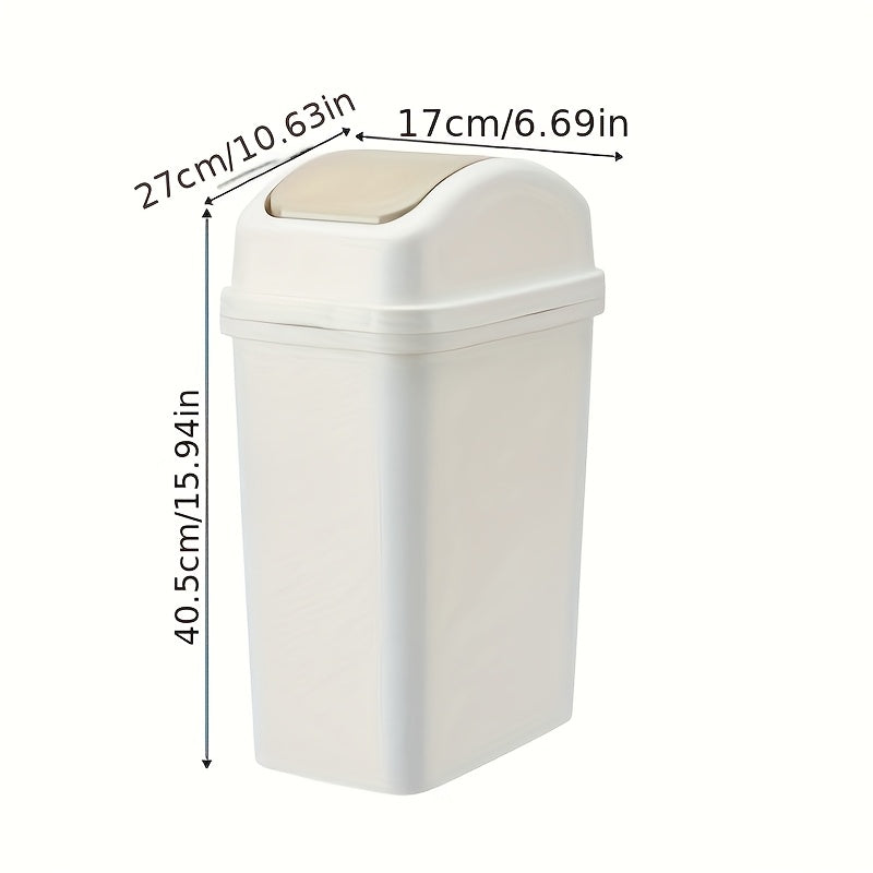 Large Capacity Modern Trash Can with Swivel Lid - Durable Plastic, Sleek Design for Kitchen & Bathroom, Creative Waste Disposal Solution, Spacesaving Design|Sleek Appearance|Durable Plastic