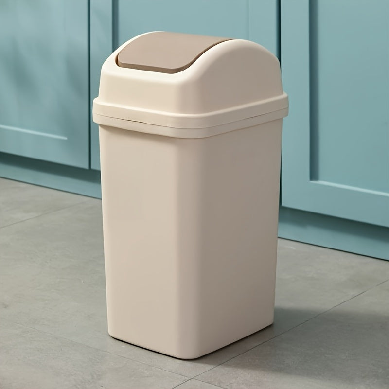 Large Capacity Modern Trash Can with Swivel Lid - Durable Plastic, Sleek Design for Kitchen & Bathroom, Creative Waste Disposal Solution, Spacesaving Design|Sleek Appearance|Durable Plastic