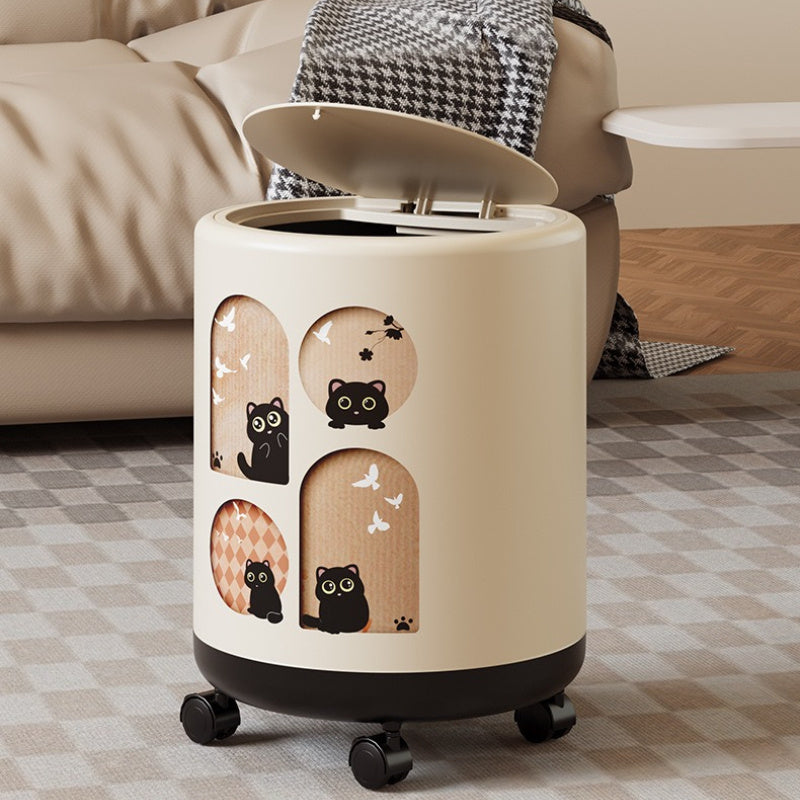 Large Capacity Rolling Trash Can | Stylish Multi-Functional Waste Bin | Sleek Design for Living Room, Bedroom, Kitchen | Space-Saving Feature | Optional Square or Round Options | Durable Plastic Material, Trash Bag Holder