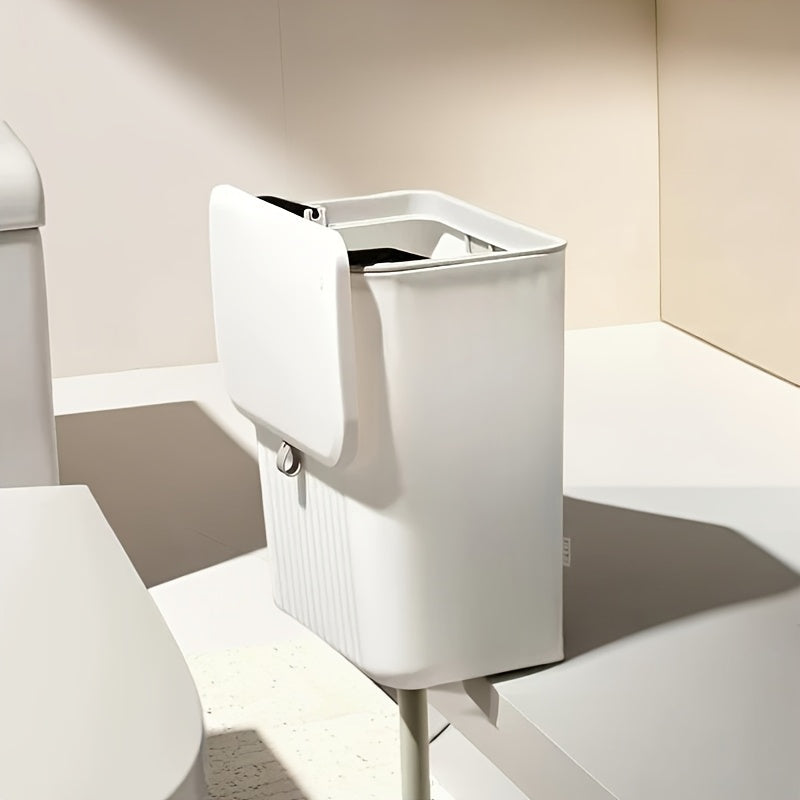 Wall-Mounted Kitchen Trash Can with Lid, Multi-Functional Waste Bin, Convenient Storage Design, Plastic, Mixed Color, Ideal for Holiday Cleaning Essentials: Christmas, Halloween, Easter, Hanukkah, Thanksgiving