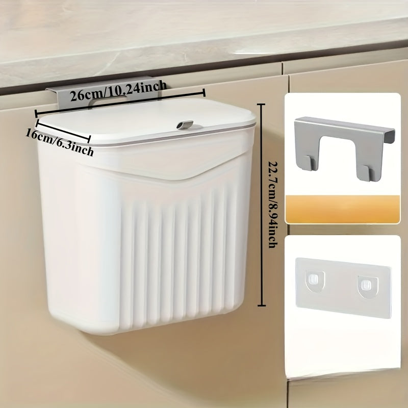 Wall-Mounted Kitchen Trash Can with Lid, Multi-Functional Waste Bin, Convenient Storage Design, Plastic, Mixed Color, Ideal for Holiday Cleaning Essentials: Christmas, Halloween, Easter, Hanukkah, Thanksgiving