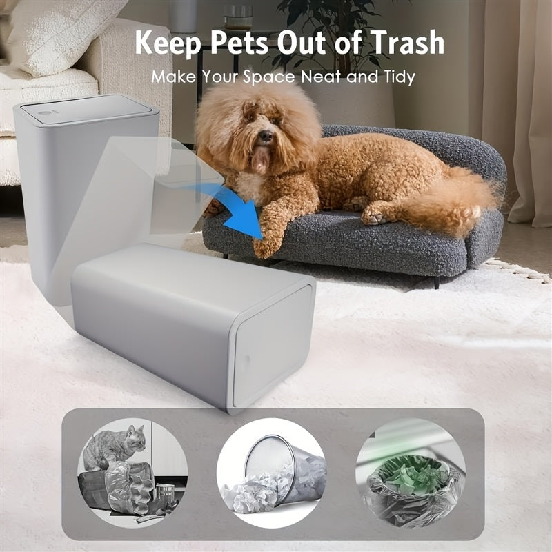 Rectangular Pop-Up Lid Trash Can, Easy Clean, 99% Compatibility with RVs, Ideal for Bathroom, Bedroom, Living Room, Office - Internal Function, Black\u002FWhite\u002FGray Options