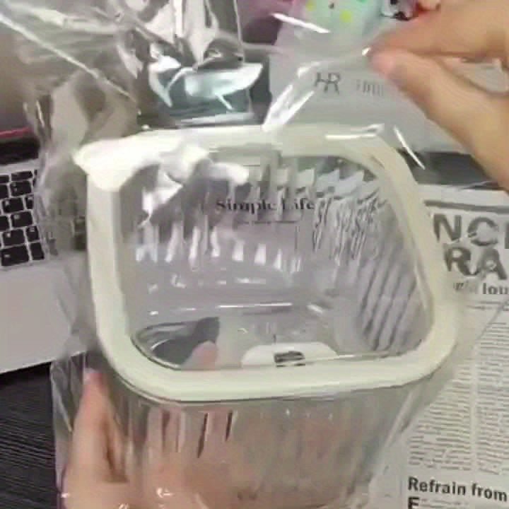 Multifunctional Transparent Desktop Trash Can with Lid - Plastic Rectangle Wastebasket, Open-Top, No Electricity Needed, Creative Office and Home Kitchen Garbage Bin