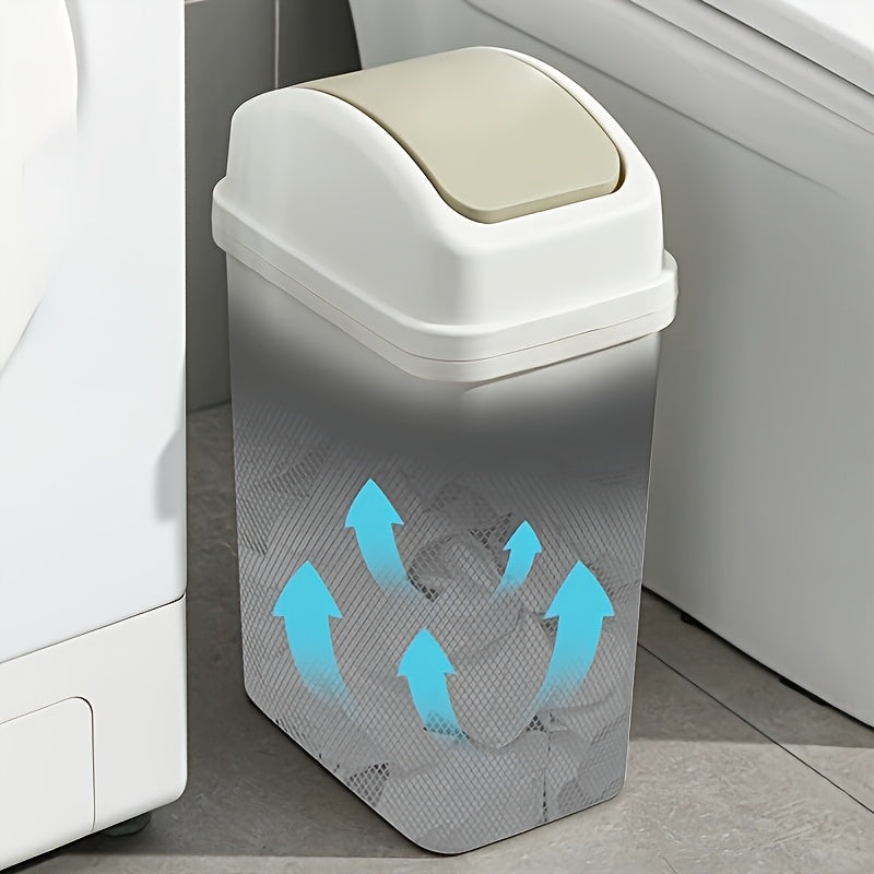 Large Capacity Modern Trash Can with Swivel Lid - Durable Plastic, Sleek Design for Kitchen & Bathroom, Creative Waste Disposal Solution, Spacesaving Design|Sleek Appearance|Durable Plastic