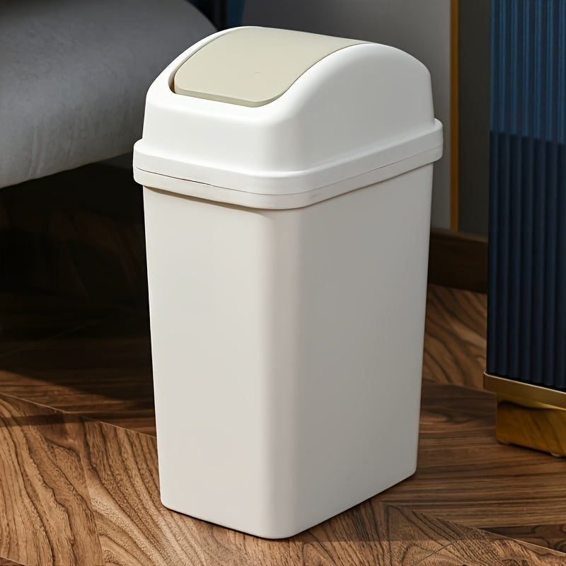 Large Capacity Modern Trash Can with Swivel Lid - Durable Plastic, Sleek Design for Kitchen & Bathroom, Creative Waste Disposal Solution, Spacesaving Design|Sleek Appearance|Durable Plastic