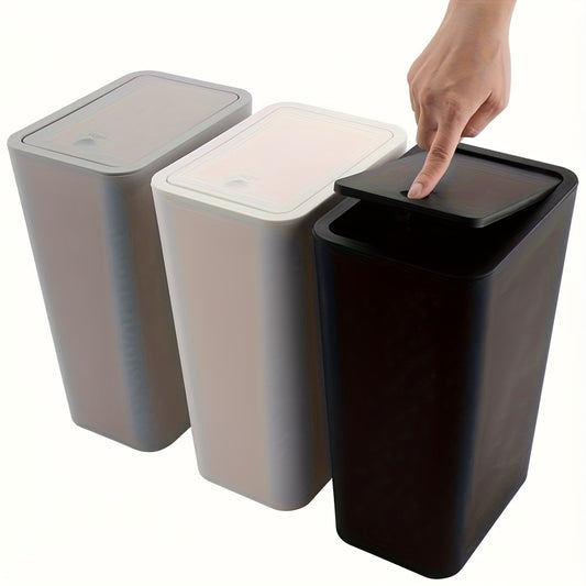 Rectangular Pop-Up Lid Trash Can, Easy Clean, 99% Compatibility with RVs, Ideal for Bathroom, Bedroom, Living Room, Office - Internal Function, Black\u002FWhite\u002FGray Options