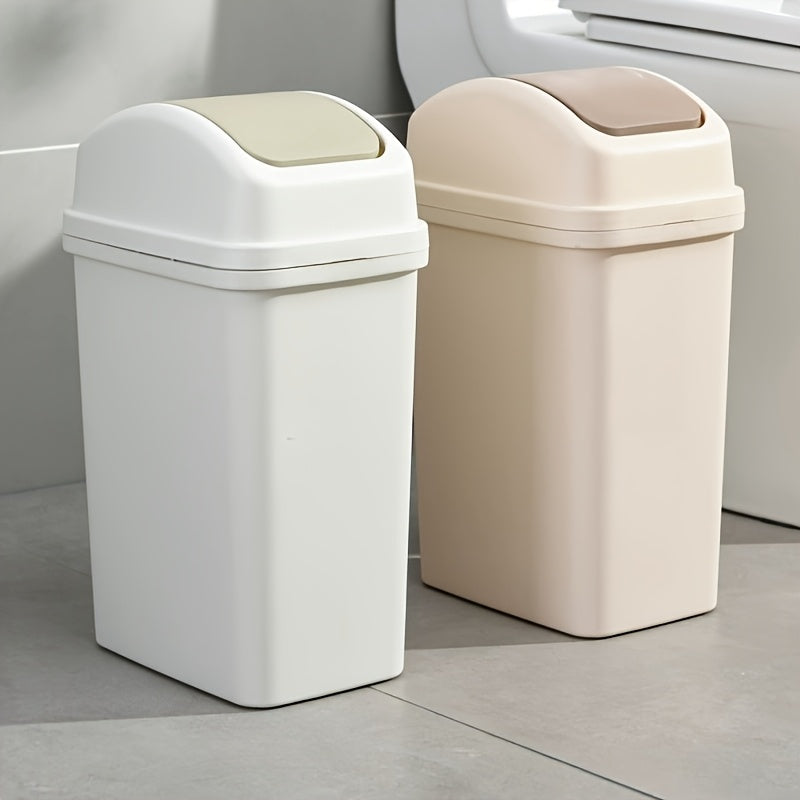 Large Capacity Modern Trash Can with Swivel Lid - Durable Plastic, Sleek Design for Kitchen & Bathroom, Creative Waste Disposal Solution, Spacesaving Design|Sleek Appearance|Durable Plastic