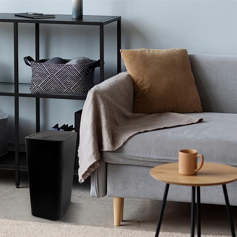 Rectangular Pop-Up Lid Trash Can, Easy Clean, 99% Compatibility with RVs, Ideal for Bathroom, Bedroom, Living Room, Office - Internal Function, Black\u002FWhite\u002FGray Options