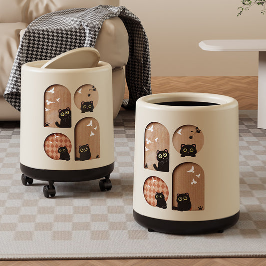 Large Capacity Rolling Trash Can | Stylish Multi-Functional Waste Bin | Sleek Design for Living Room, Bedroom, Kitchen | Space-Saving Feature | Optional Square or Round Options | Durable Plastic Material, Trash Bag Holder