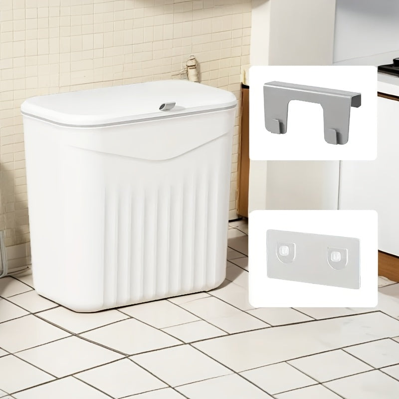 Wall-Mounted Kitchen Trash Can with Lid, Multi-Functional Waste Bin, Convenient Storage Design, Plastic, Mixed Color, Ideal for Holiday Cleaning Essentials: Christmas, Halloween, Easter, Hanukkah, Thanksgiving